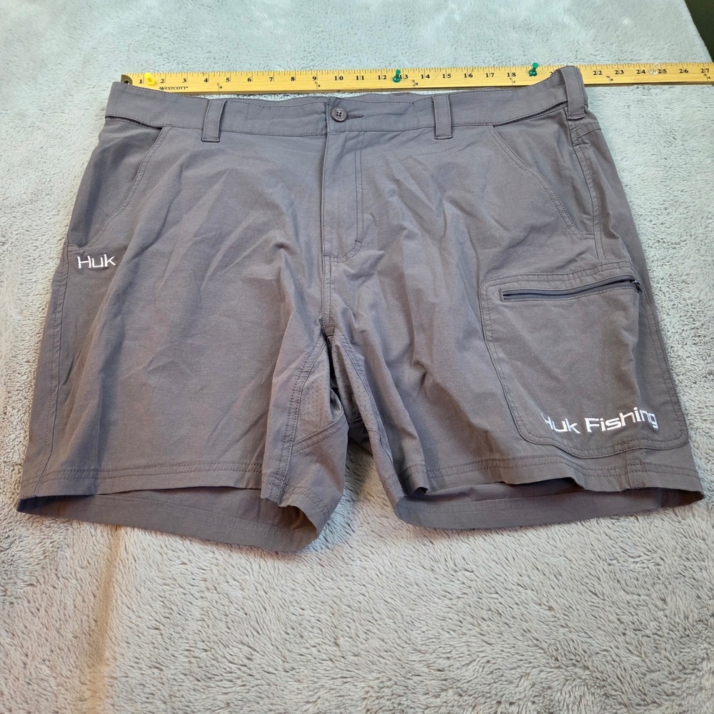 Huk Performance Fishing Shorts Mens‎ XXL 8in Inseam Cargo Utility Grey